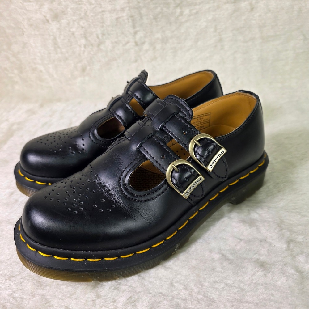 Dr. Martens 8065 Mary Jane Black Double Strap Leather Shoes 37 Women 6 Excellent